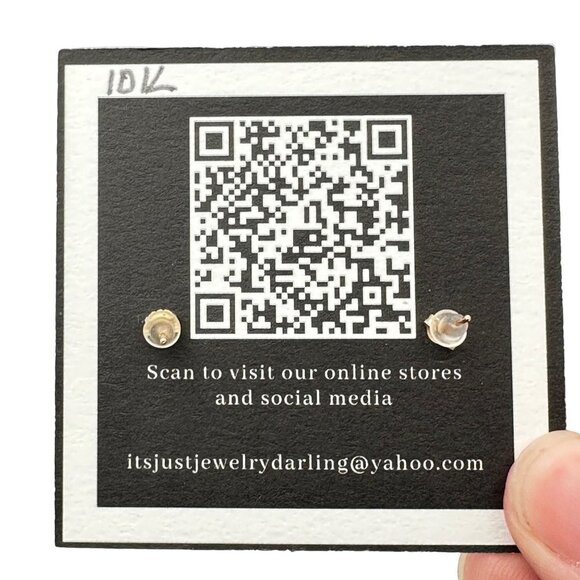 Womens Earrings 10K Yellow Gold Heart Cubic Zirconia Gift Idea for Her Estate - Picture 4 of 4